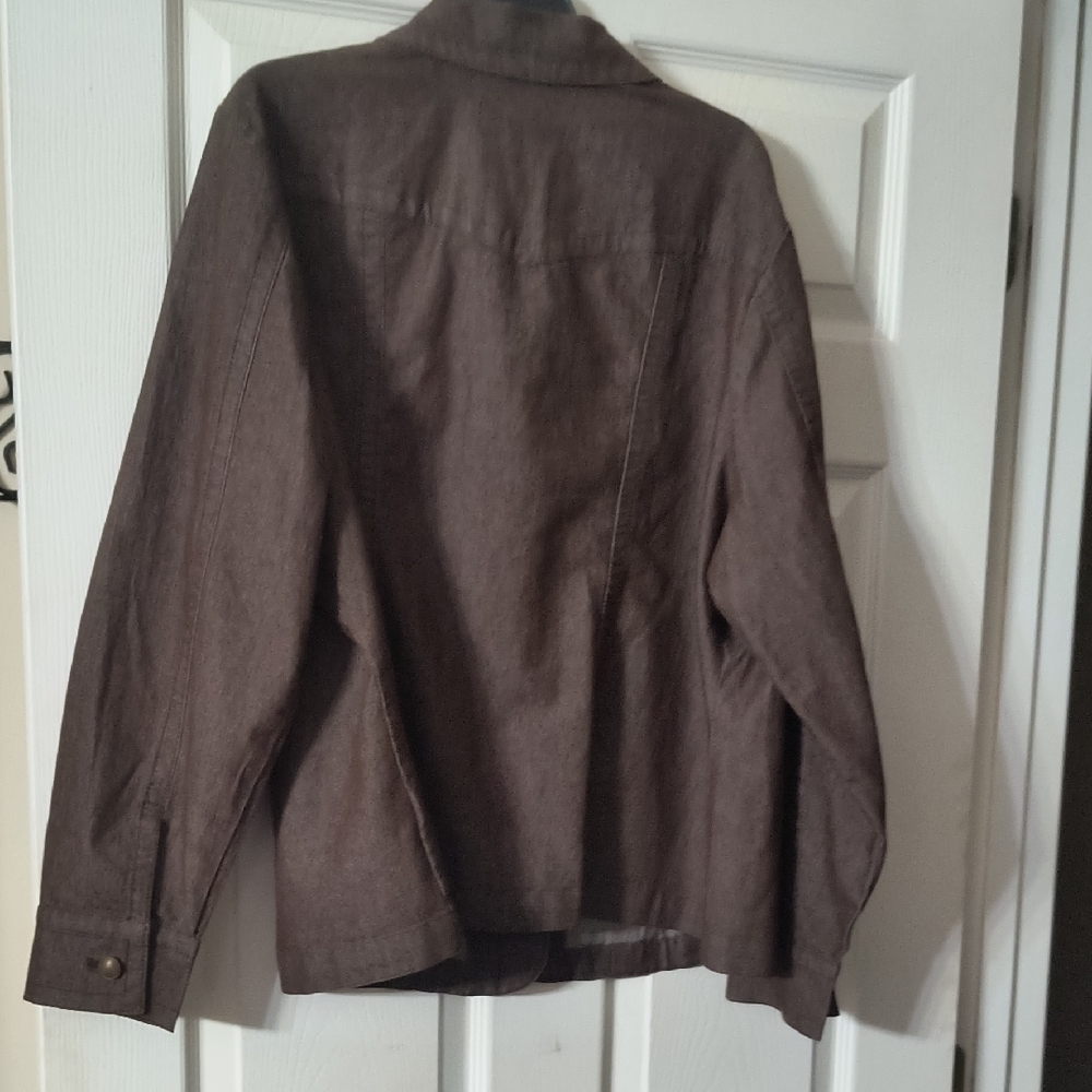 Dressbarn Brown Lightweight Brown Jean Jacket, Great Shape - Picture 3 of 6